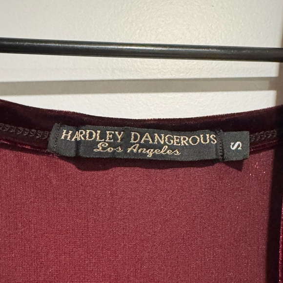 Hardley Dangerous Los Angeles Burgundy Velvet Midi Dress Size Small - Picture 6 of 7